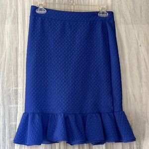 ⭐️ Anthropologie royal blue scalloped pencil skirt ruffle bottom lined skirt XS